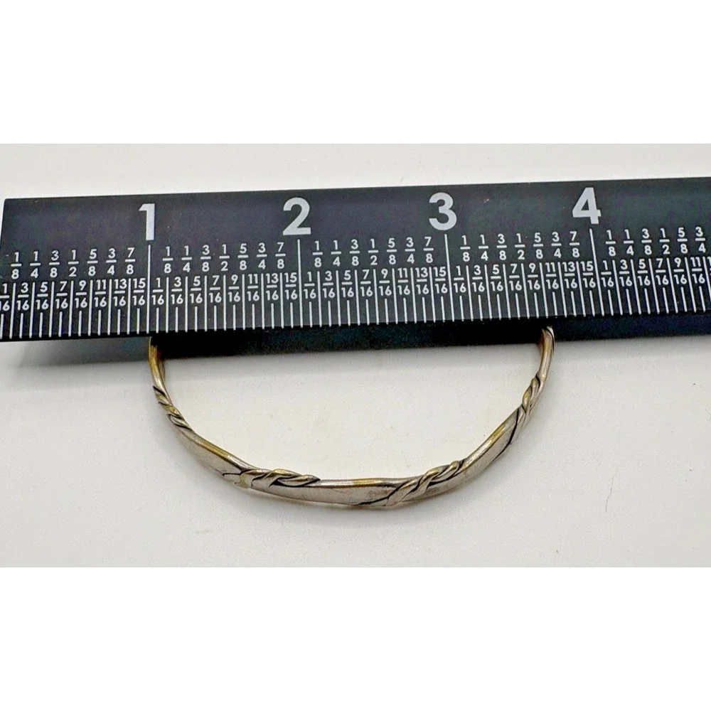 Vintage Sterling Silver 925 Mexico Flat Rope Bangle Bracelet Handcrafted Artisan